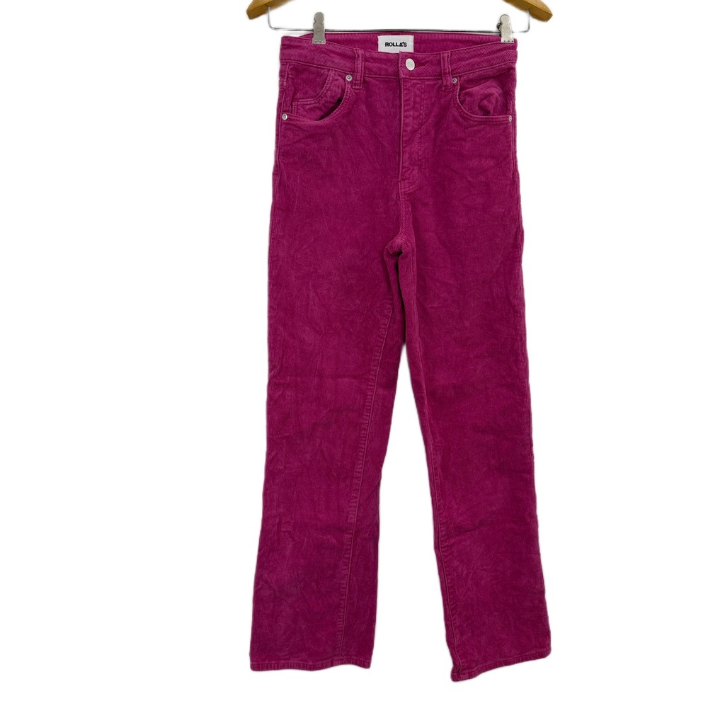 Rollas Original Straight Leg Pants Womens 26 Pink High Rise Corduroy 26x28